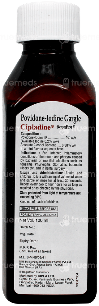 Cipladine Gargle 100Ml